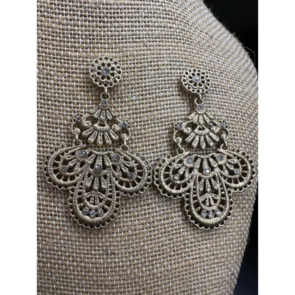 Gold “Queen’s Lace” Statement Earrings - Picture 2 of 4